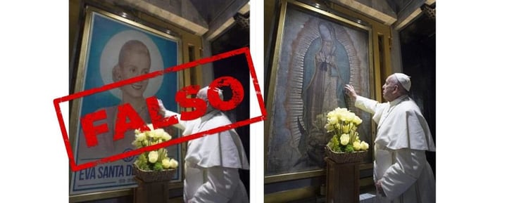 Foto del papa Francisco venerando a Eva Perón es falsa; en realidad, veneró a la Virgen de Guadalupe
