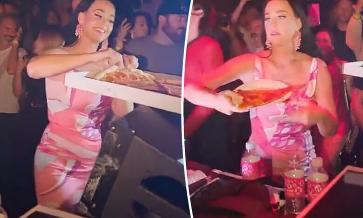Katy Perry causa molestia al aparecer arrojando rebanadas de pizza al público en Las Vegas