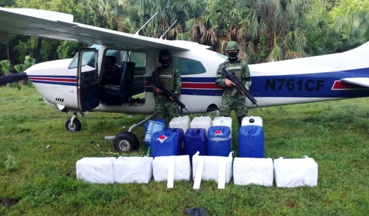 Interceptan en Chiapas aeronave procedente de Sudamérica con 136 kilos de cocaína