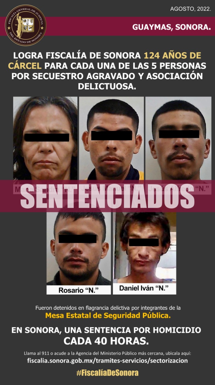 Cinco personas reciben penas de 124 años de cárcel por secuestro en México