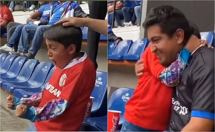El hermoso festejo de un niño aficionado al Toluca con su papá en el Estadio Azteca