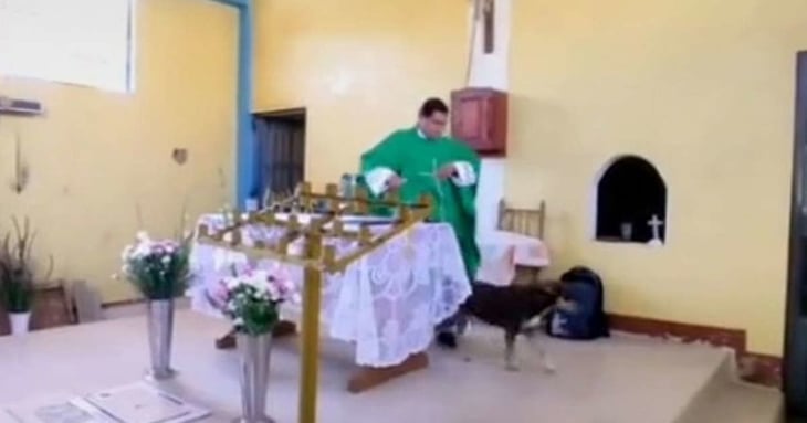 VIDEO: Evidencian a sacerdote peruano por patear a un perro durante la misa