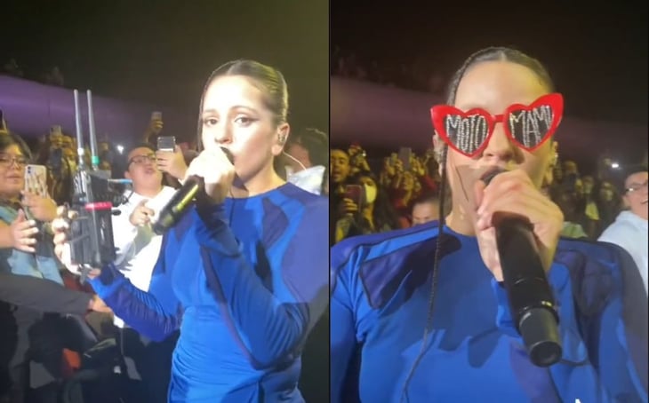 Rosalía usa lentes que fan le regaló en concierto