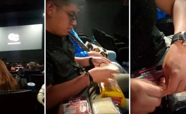 Arma sándwich dentro de una sala de cine y se vuelve viral en TikTok