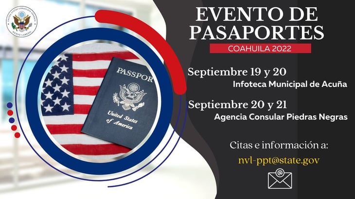 El Consulado de EUA invita a evento de pasaportes 2022