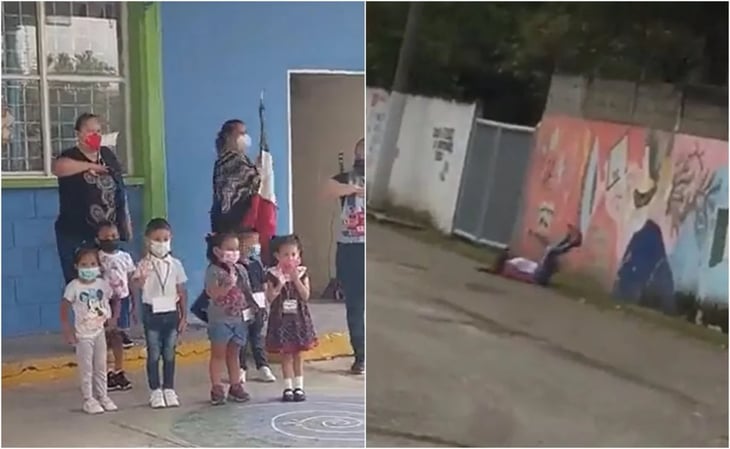  Niños 'saludan' a la bandera mientras otros se van de pinta; así fue el regreso a clases viral