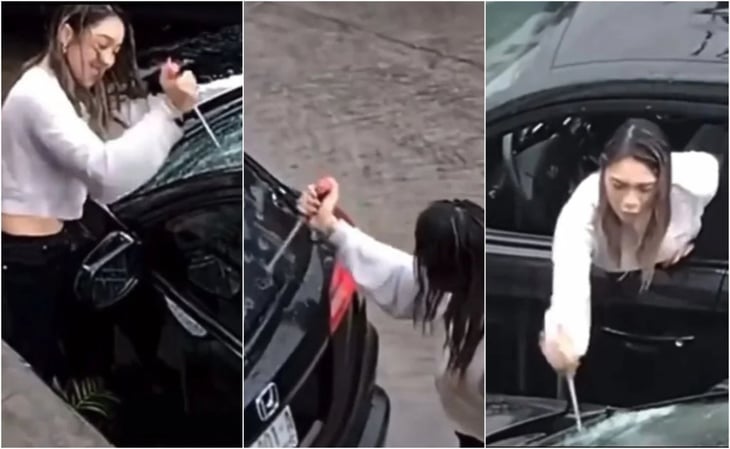 Mujer destroza auto de su pareja tras descubrir supuesta infidelidad y se vuelve viral en TikTok