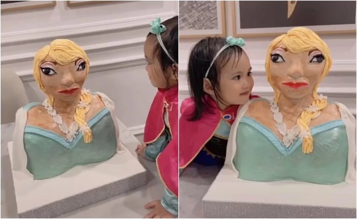 VIDEO. Niña recibe fallido pastel de 'Frozen' en cumpleaños; su reacción se vuelve viral en TikTok