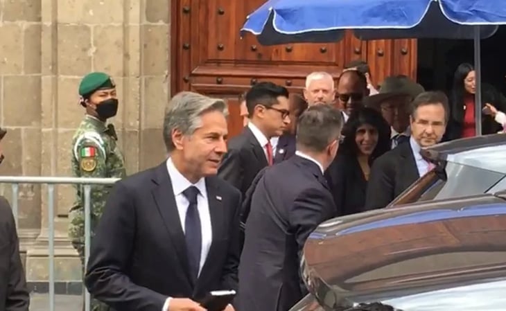 Secretario de EU Antony Blinken sale de Palacio Nacional tras reunión con AMLO