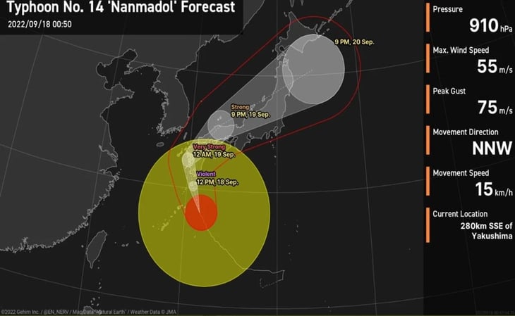 Japón activa máxima alerta ante llegada de tifon 'sin precedentes'