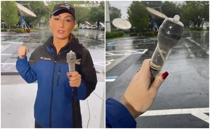 Reportera protege micrófono con un condón y se hace viral