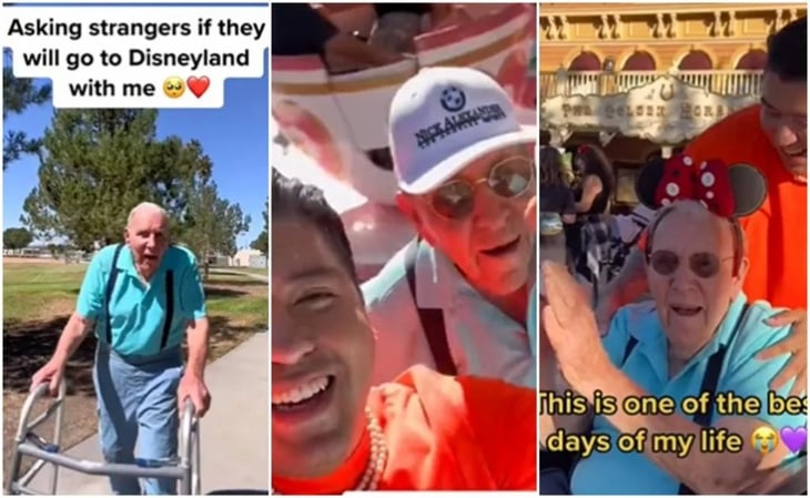 'Es uno de los mejores días en mi vida', tiktoker lleva a veterano de 100 años a Disneyland