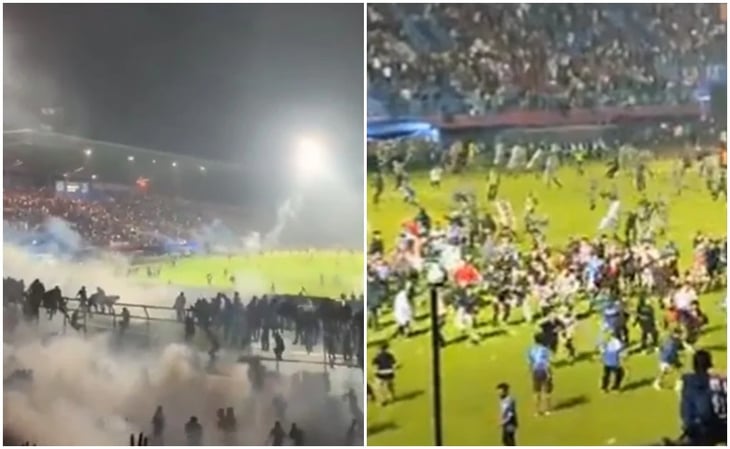 Deja más de 100 muertos batalla campal de aficionados al futbol en Indonesia