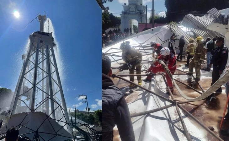 Detienen a dos funcionarios por desplome de tanque de agua elevado en Puebla