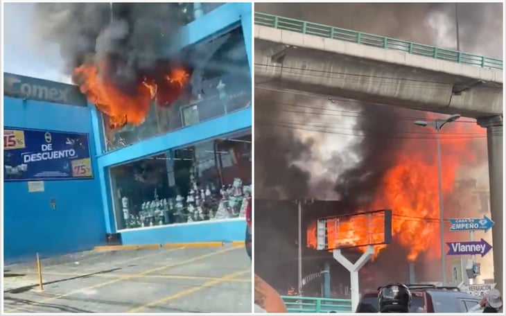 Incendio consume Galerías El Triunfo en la CDMX