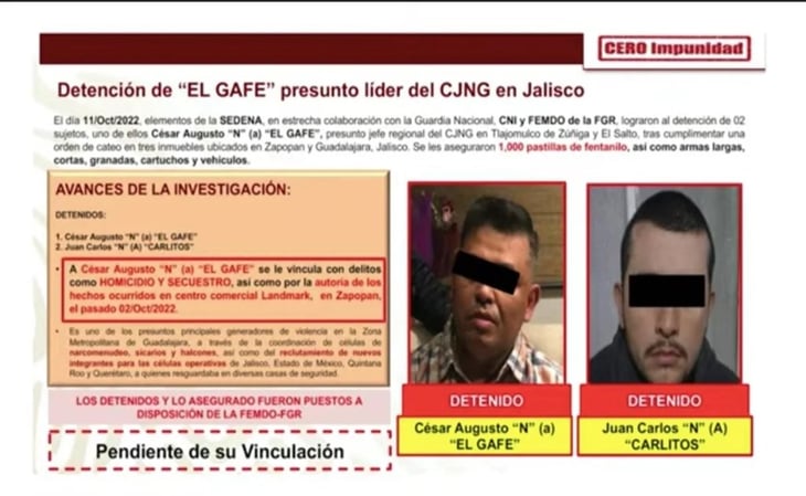 SSPC destaca detención de 'El Gafe', presunto jefe regional del CJNG