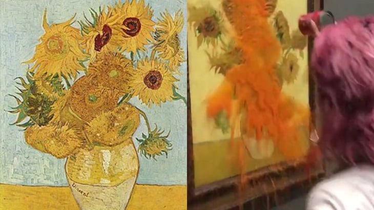 Arrojan sopa de tomate a la obra 'Girasoles' de Van Gogh