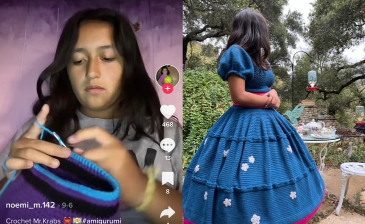 Tejió su vestido de 15 años y se volvió viral en TikTok 