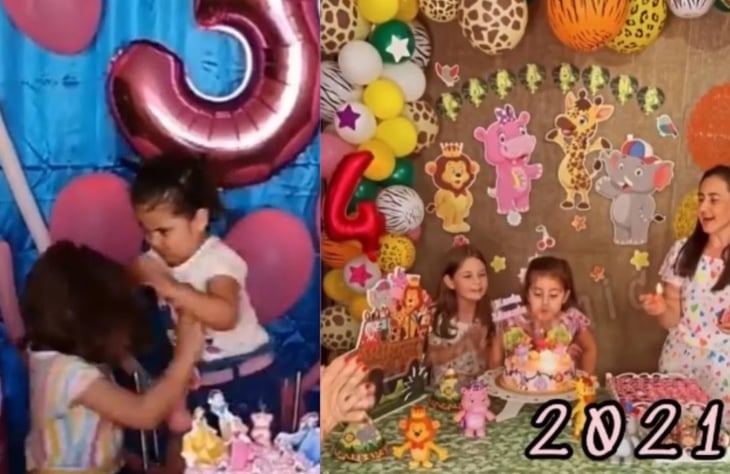 Niñas del pastel: a dos años del video viral, celebran sin pelear y soplan juntas a las velitas