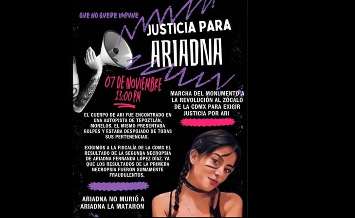'Ariadna no murió, la mataron'; convocan a marchar por el feminicidio de la joven