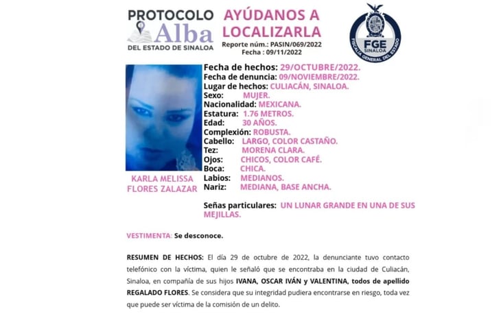 Reportan la desaparición de Karla Melisa y sus tres hijos en Sinaloa 