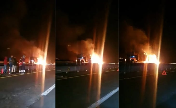  Video: Se incendia camión de carga sobre la autopista Puebla- Veracruz