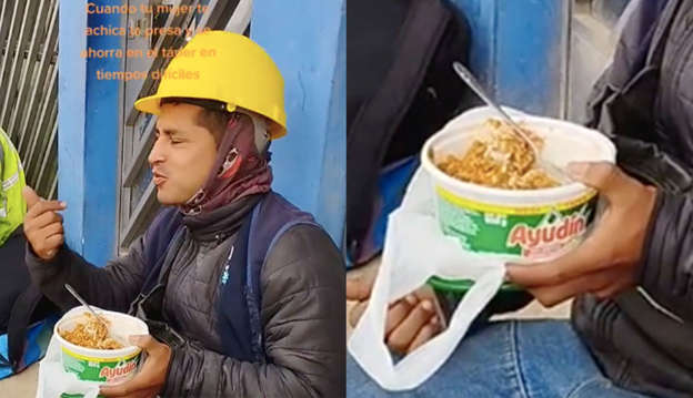 Lleva comida en bote de jabón de trastes en Argentina y es viral