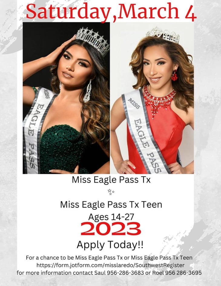 Eagle Pass abre convocatoria para 2023 Miss Eagle Pass Texas