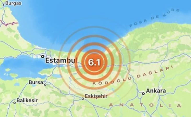 Sismo de magnitud 6.1 sacude la costa del Mar Negro en Turquía