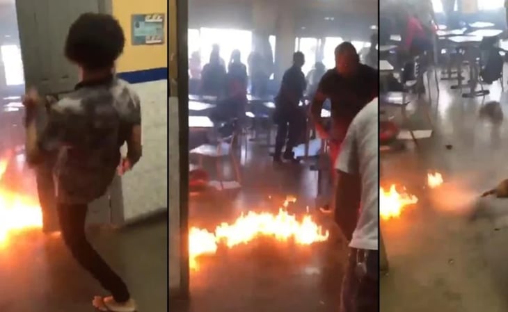Captan a estudiante de 12 años prender fuego a su salón de clases; portaba un galón de gasolina
