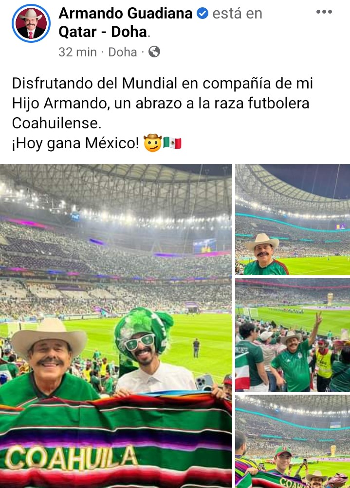 Guadiana deja ‘tirada la chamba’ va a disfrutar el juego de México en Qatar