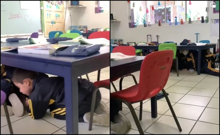 Niños de kínder se ocultan bajo sus mesitas por balacera que dejó 2 muertos en Guaymas