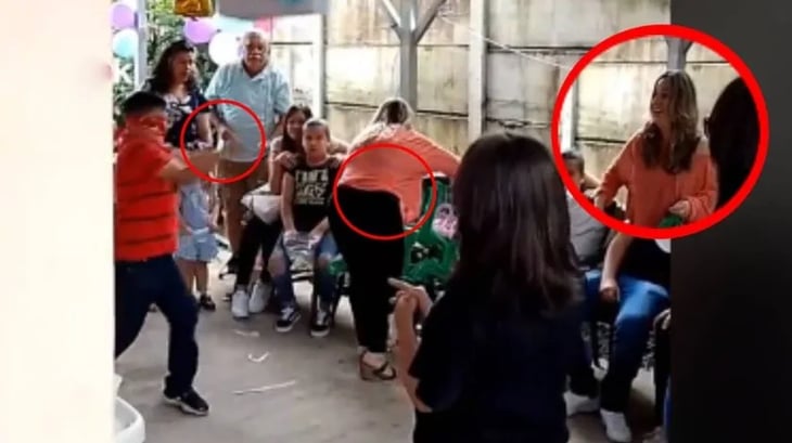 VIRAL: Mujer recibe tremendo golpe con un palo en medio de una fiesta infantil