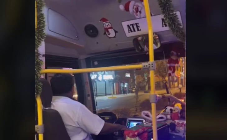 VIDEO: Conductor decora autobús al estilo navideño y se hace viral en TikTok