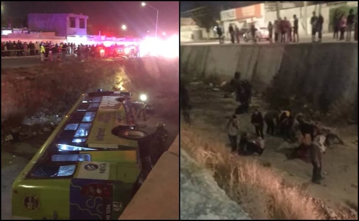 Conductor se queda dormido y desbarranca camión a un arroyo de Nuevo León; reportan 18 heridos