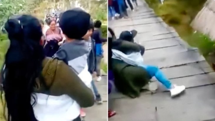 VIDEO: Colapsa puente colgante y caen varias personas en parque de San Cristóbal de las Casas