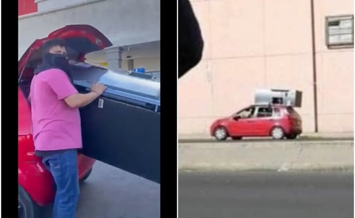 Roban refrigerador durante saqueos en Culiacán; pudo llevárselo en su auto compacto
