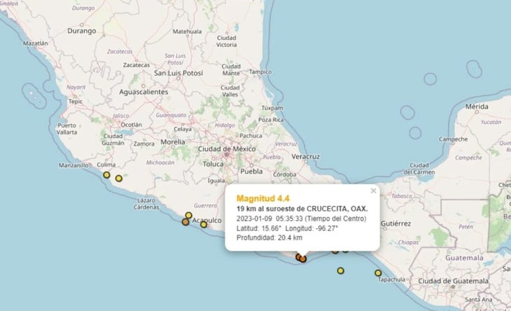 La madrugada de este lunes se registran 3 sismos arriba de los 4 grados de magnitud en Oaxaca 