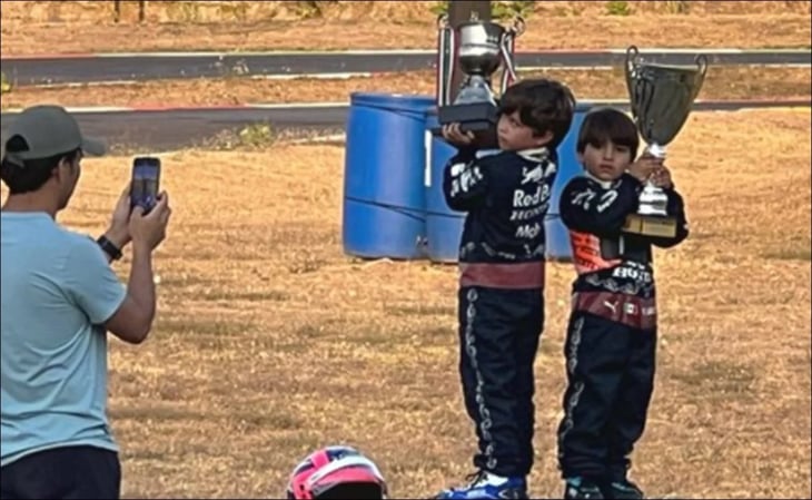 Hijo y sobrino de Checo Pérez muestran sus ganas por seguir los pasos del piloto de Red Bull
