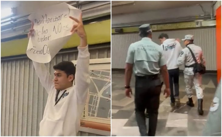 Suspenden a elementos de Guardia Nacional que detuvieron a manifestante en el Metro