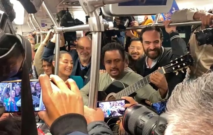 Con tren lleno y éxitos de ayer y hoy, Sheinbaum canta en reapertura de la Línea 12 del Metro VIDEO