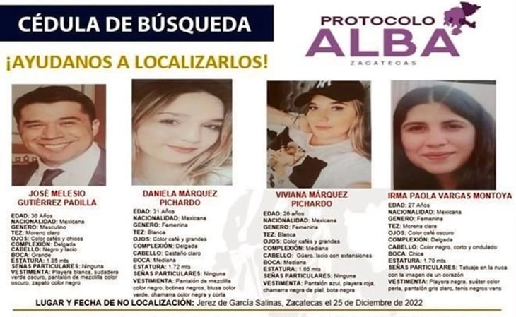 Localizan auto en el que viajaban los 4 jóvenes desaparecidos en carretera de Zacatecas