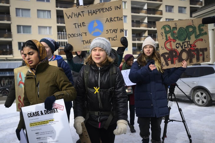 Greta Thunberg y jóvenes activistas se manifiestan en Davos por la 'justicia climática'