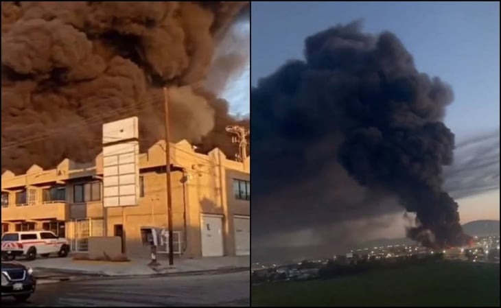 Reportan fuerte incendio en zona industrial de la Mesa Otay, Tijuana