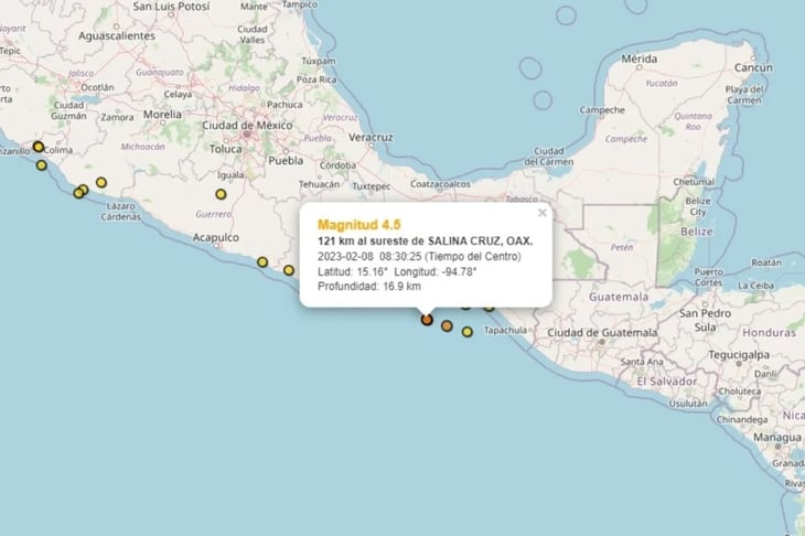 Reportan sismo en Oaxaca de 4.5 grados; epicentro fue en Salina Cruz 