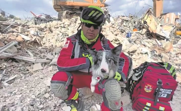 Conoce el momento en el que el perrito rescatista Balam, encontró una persona bajo los escombros en Turquía