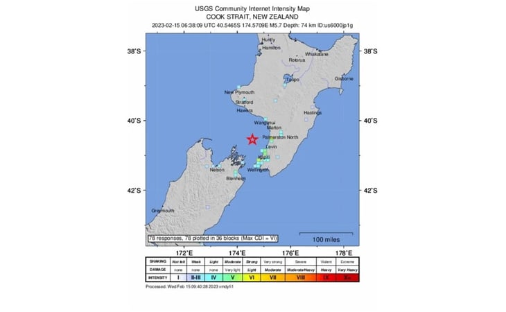 Reportan sismo en Nueva Zelanda, preliminar de 5.7