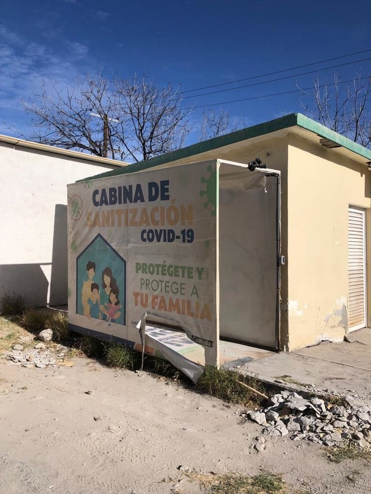 Cabina de sanitización anti COVID abandonada en Jurisdicción de Monclova 