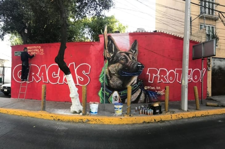Proteo: Artista mexicano rinde homenaje a perrito rescatista con mural en Tlalnepantla