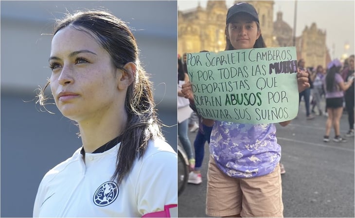 Scarlett Camberos recibió apoyo durante la marcha feminista del Día Internacional de la Mujer